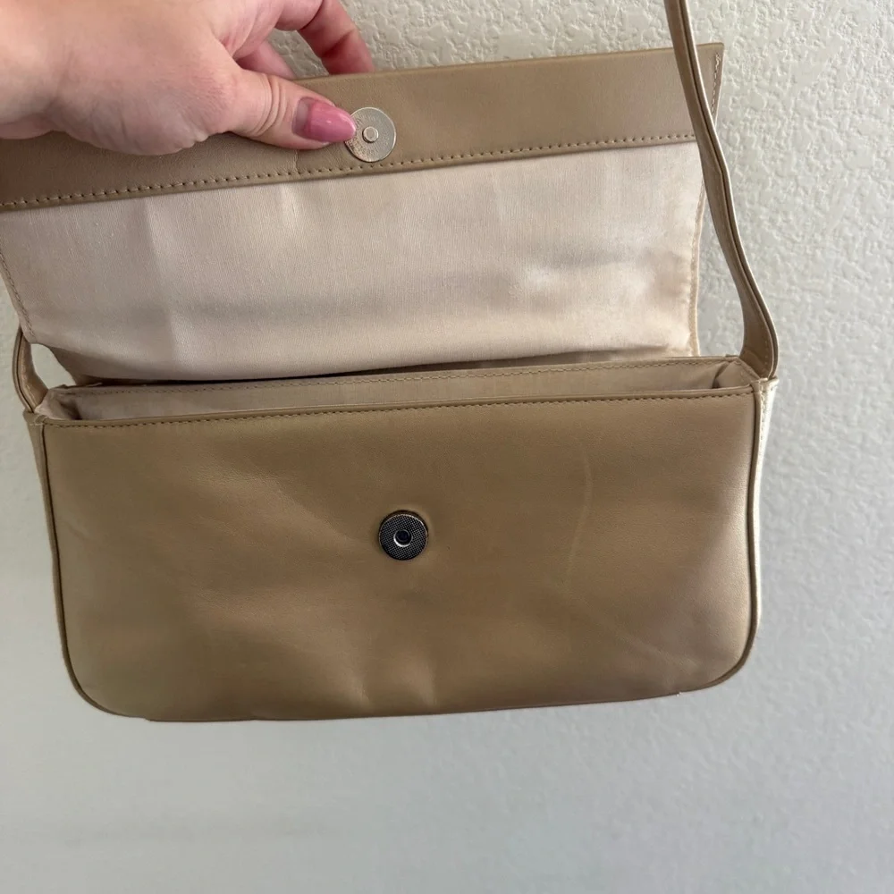 Vintage Preston & York cream ivory genuine leather purse shoulder bag minimalist - Picture 4 of 9